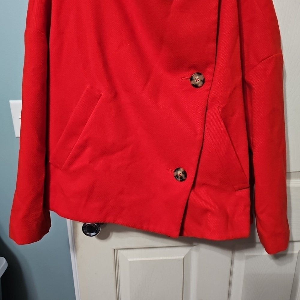 Anthropologie Sascha Red Asymmetrical‎ Jacket Women's Large NWOT Condition $180 - Picture 3 of 12